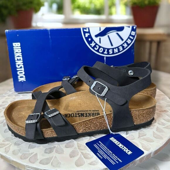 Birkenstock Kumba Sandals Black Leather Women’s Size 38 EU New in Box NIB Comfor - Picture 1 of 10